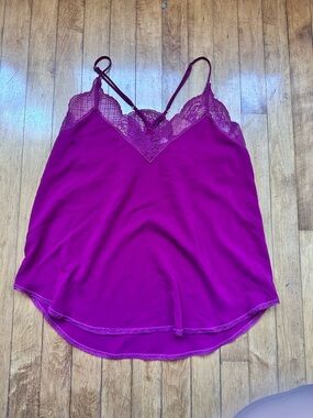 Love Stitch Lace-Trim Slip Camisole - red/pink